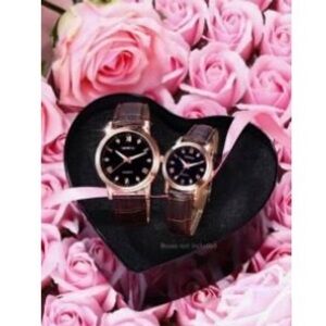 2 Pieces Elegant Brown and Gold Women's Watch